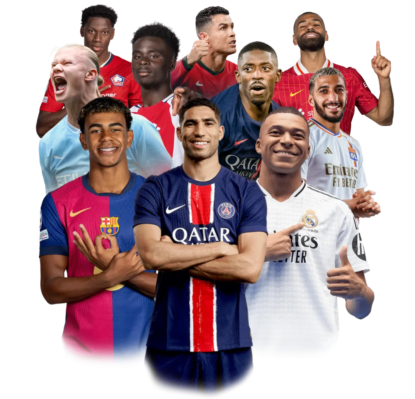 Collage of soccer stars whose matches stream on IPTV Streaming Services across the US and worldwide